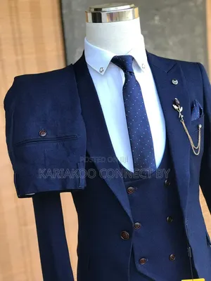 Mario Casas 3-Piece Navy Blue Suit