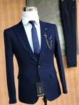 Mario Casas 3-Piece Navy Blue Suit - 4