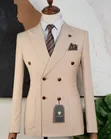 Cream Double-Breasted Blazer & Brown Trousers Combo - Carlos Cardini - 4