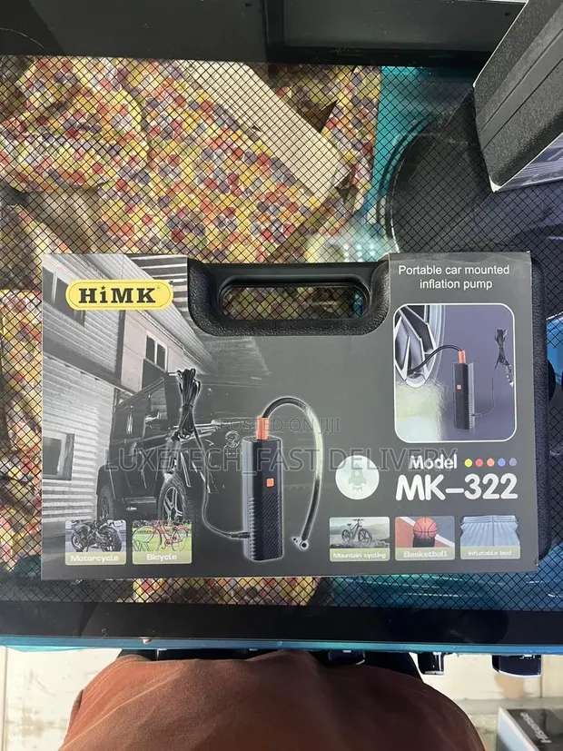 HiMK Portable Car Tire Inflator Air Pump with Pressure Gauge - 1