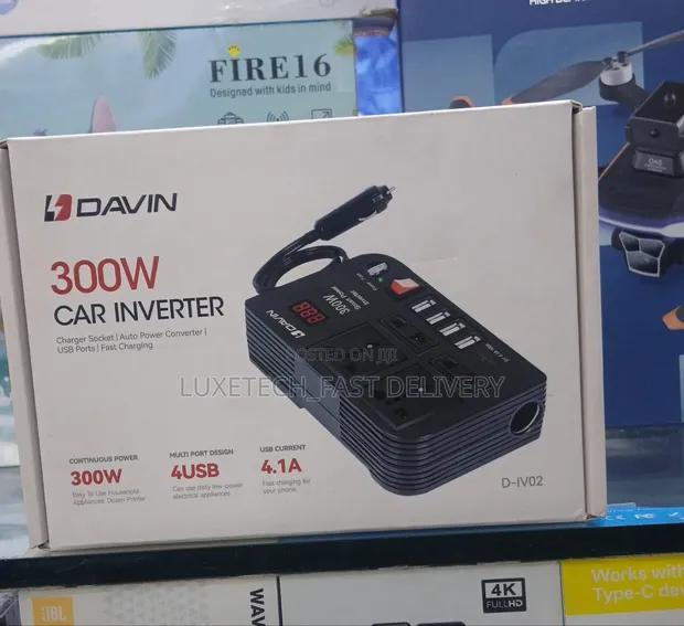 Davin 300W Car Power Inverter with 4 USB Ports & LED Display - 1