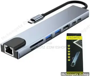 8-in-1 USB-C Hub Adapter (HDMI, 2x USB, RJ45, PD)