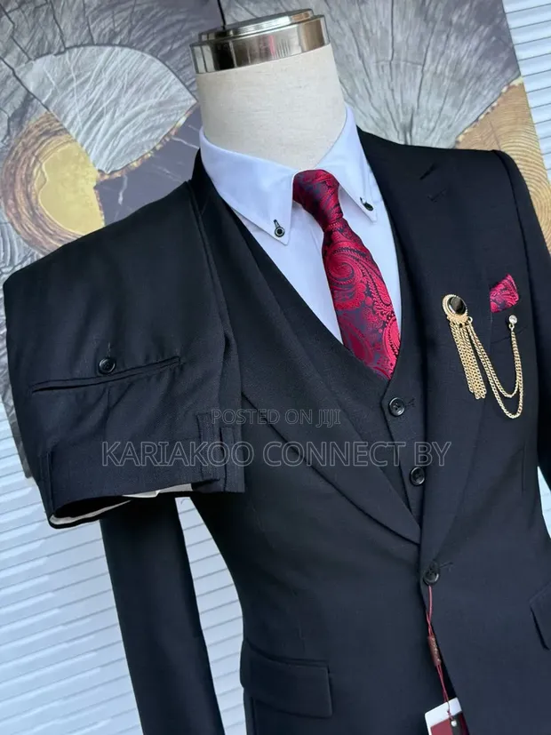 Premium Jet Black 3-Piece Luxury Suit by St. Oscar Turkey - 1