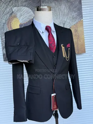 Premium Jet Black 3-Piece Luxury Suit by St. Oscar Turkey