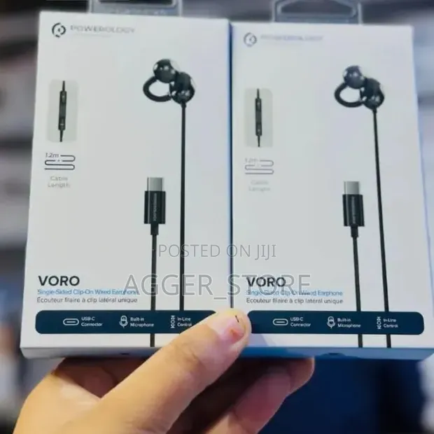 Powerology Voro PWSCWES12BK Clip-On Earphone - Black - 1