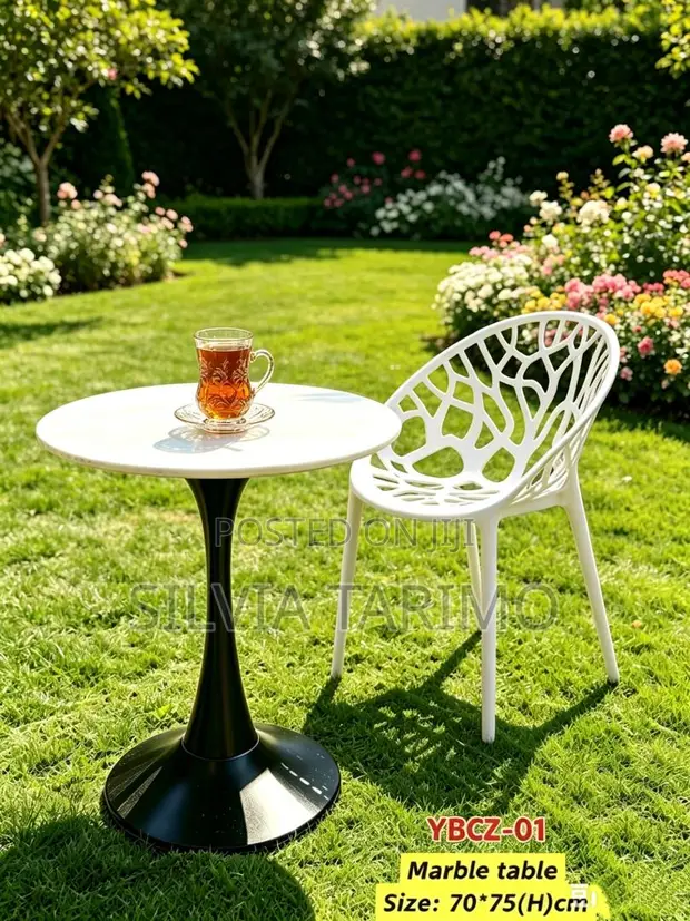 Modern Marble Top Table with Unique Chair - 1
