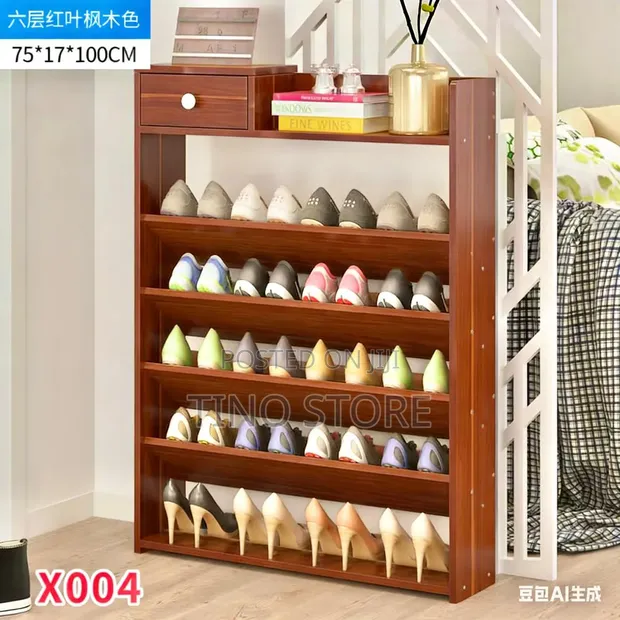 Wooden Shoe Rack with Drawer - 1
