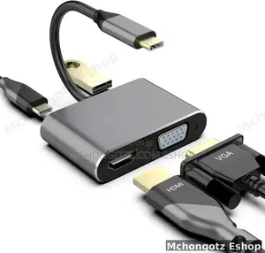 Adapter ya Type-C 4-in-1: HDMI, VGA, USB 3.0, PD