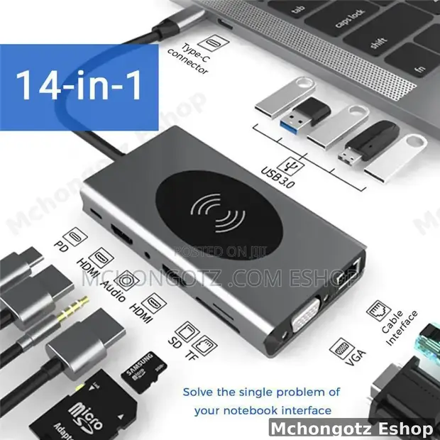 14-in-1 USB-C Hub Multiport Adapter | HDMI | VGA | Gigabit Ethernet - 1
