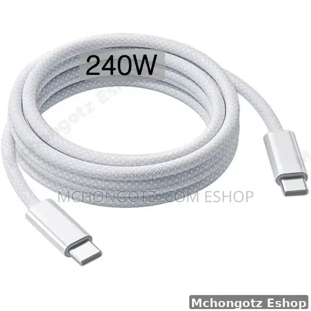 Kebo ya USB-C hadi USB-C 2m 240W Nyeupe Iliyofumwa - 1