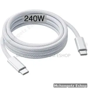 Kebo ya USB-C hadi USB-C 2m 240W Nyeupe Iliyofumwa