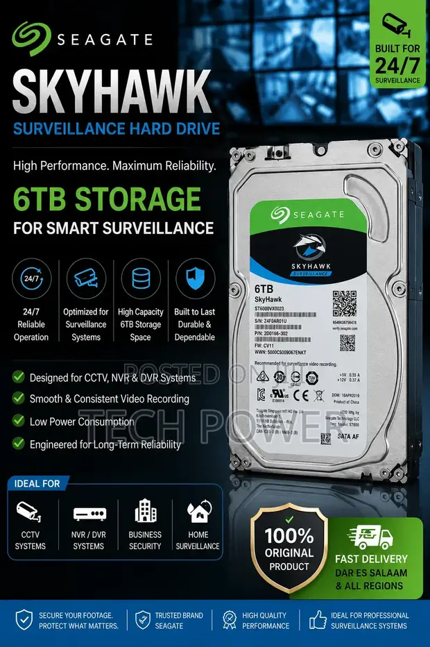 Seagate SkyHawk 6TB HDD ya CCTV - 1