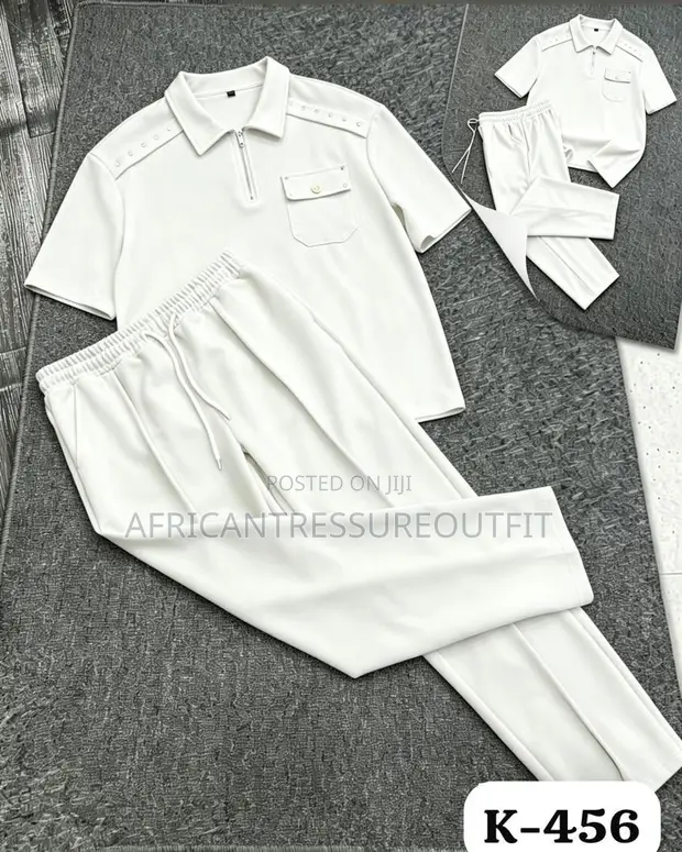 Cinvoph Two-Piece Set: Short Sleeve Zip Placket Shirt - 1
