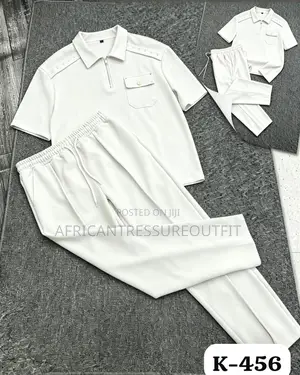 Cinvoph Two-Piece Set: Short Sleeve Zip Placket Shirt