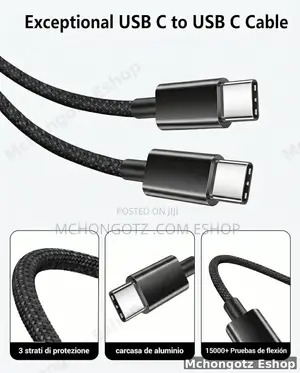 USB-C to USB-C Cable 2m 240W Black Braided Fast Charging