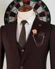 Premium Dark Brown Romaster Three-Piece Men's Suit - 1