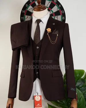 Premium Dark Brown Romaster Three-Piece Men's Suit