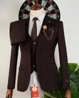 Premium Dark Brown Romaster Three-Piece Men's Suit - 3
