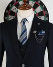 Premium Navy Blue Romaster 3-Piece Suit - 1