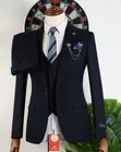 Premium Navy Blue Romaster 3-Piece Suit - 2
