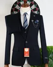 Premium Navy Blue Romaster 3-Piece Suit - 3