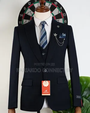 Premium Navy Blue Romaster 3-Piece Suit