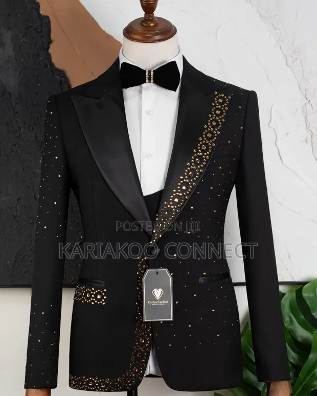 Men's Black Wedding Suit - 1