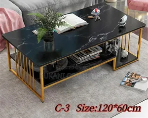 Glass Coffee Table with Metal Frame