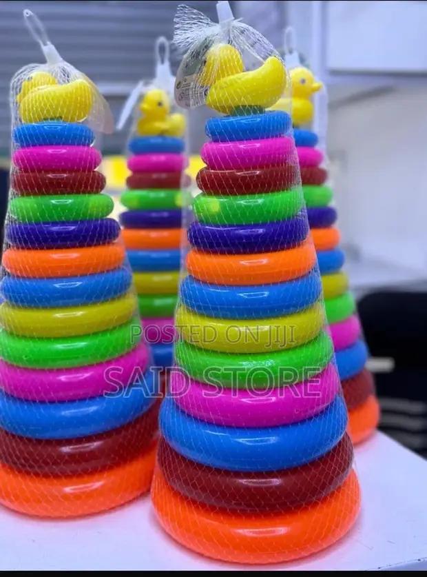 Animal Rainbow Stacked Ring Tower Toy - 1