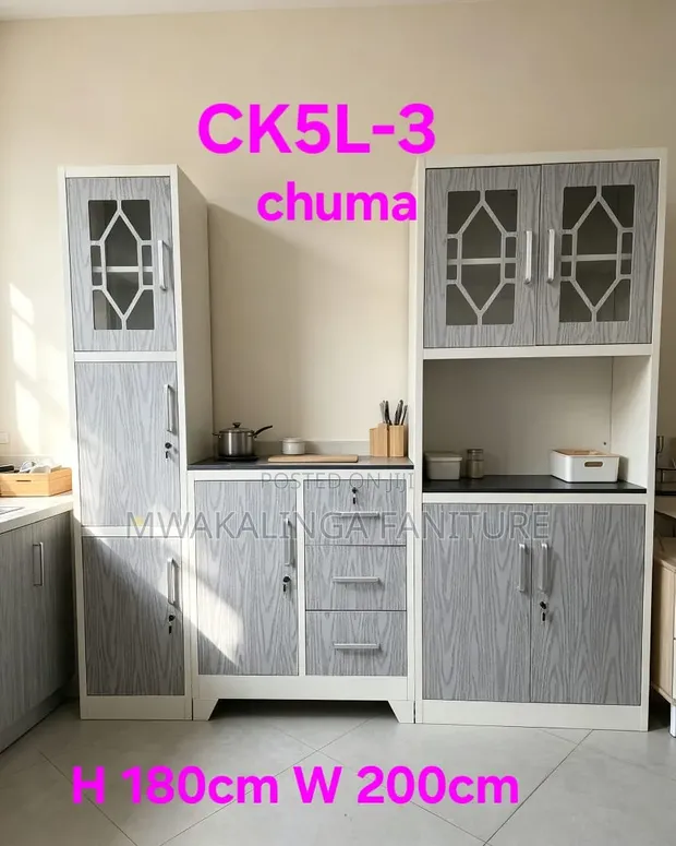 Kitchen Cabinet - Brand New, 4 Doors, Silver - 1