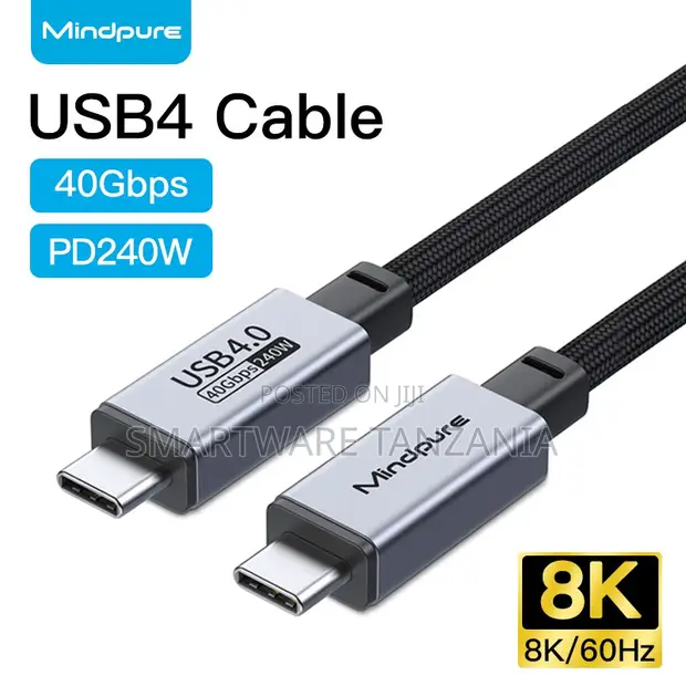Mindpure USB4 Cable - 40Gbps Data, 240W PD, 8K Video - 1