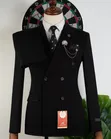 Romaster Premium Black Double-Breasted Slim-Fit Suit - 3