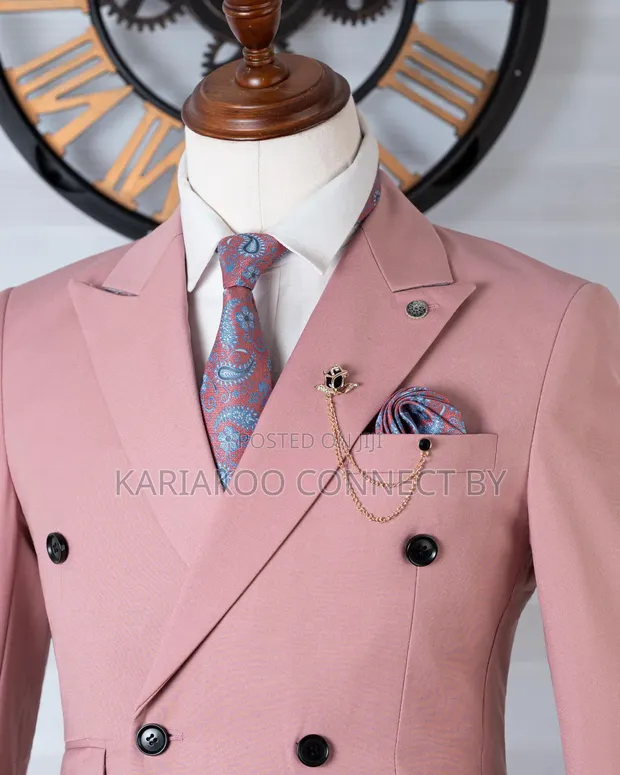 DARO Premium Dusty Pink Double-Breasted Slim-Fit Suit - 1