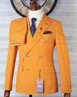 Suti ya Fernando Premium Njano ya Haradali Mbili-Breasted Slim-Fit - 2