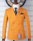 Suti ya Fernando Premium Njano ya Haradali Mbili-Breasted Slim-Fit - 3