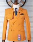 Suti ya Fernando Premium Njano ya Haradali Mbili-Breasted Slim-Fit - 4