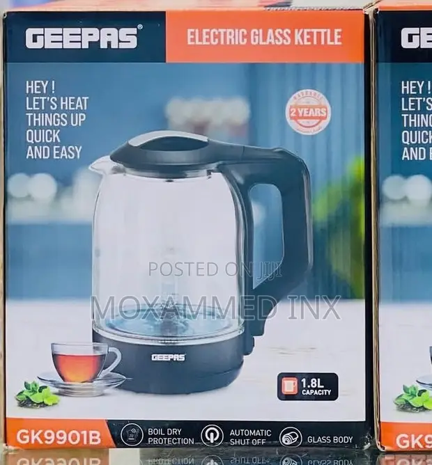 Geepas 1.8L Electric Glass Kettle (Model GK9901B) - 1