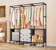 3-Section Portable Wardrobe Closet with Drawers & Shoe Shelves - 1