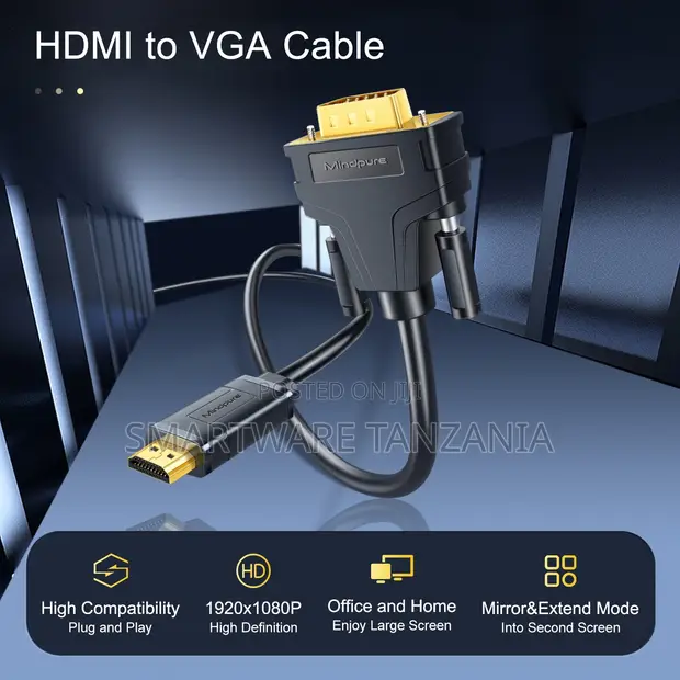 Kebo ya HDMI kwenda VGA Berkualitas - 1920x1080P - 1