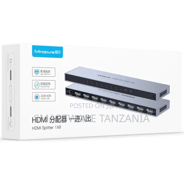 Mindpure 1x8 HDMI Splitter for Multiple Displays - 1