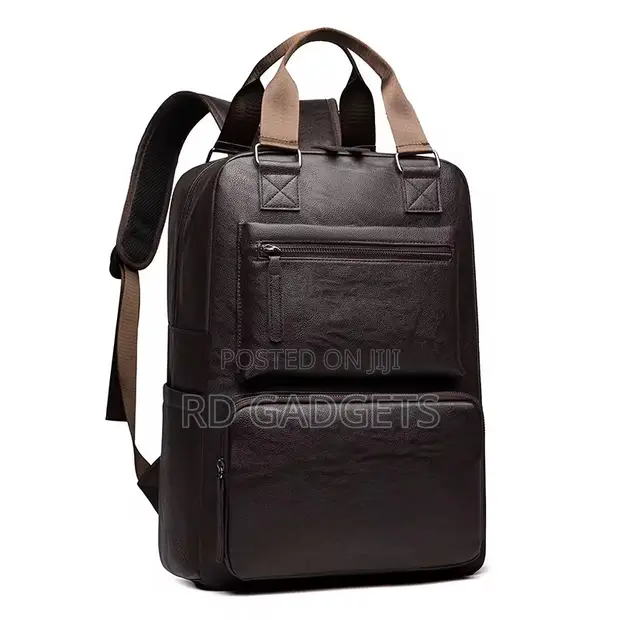 Waterproof Leather Laptop Backpack - 1