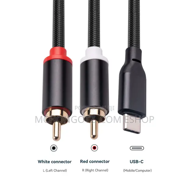 USB-C to 2 RCA Audio Video Cable 1.5m - 1