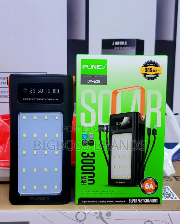 Punex Solar Power Bank 30000mAh Super Fast Charging - 1