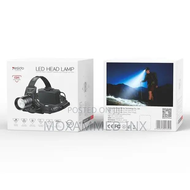 Yesido TC13 LED Headlamp 10W, 5400mAh, Telescopic Zoom - 1