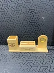 Wooden Desk Organizer with Clock - 1