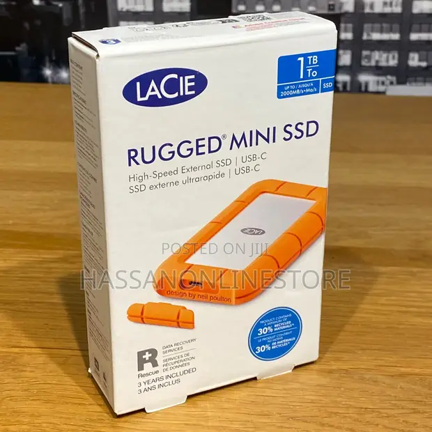 LaCie 1TB Rugged External Hard Drive ya USB-C - 1
