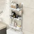 3-Layer Over Toilet Storage Rack - White Bathroom Organizer Shelf - 3