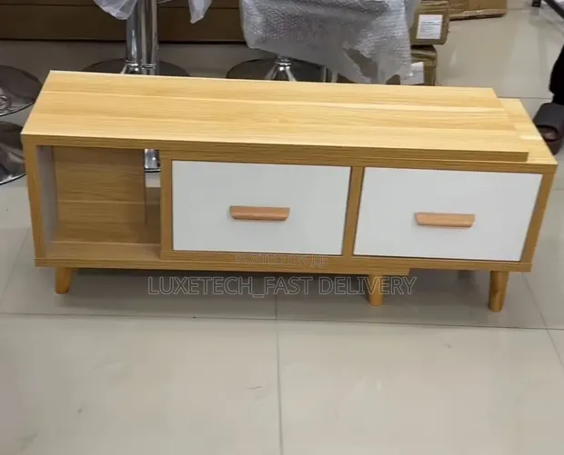 Modern Extendable TV Stand with Storage Drawers - Wood - 1