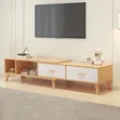 Modern Extendable TV Stand with Storage Drawers - Wood - 5