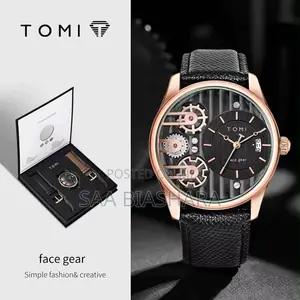 Tomi Brand Classic Watch - Rose Gold Case, Leather Belt